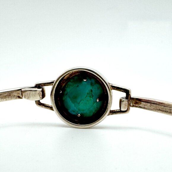 Vtg Taxco Sterling Silver Turquoise Bracelet Mexico 6.5 Inch - Picture 4 of 9